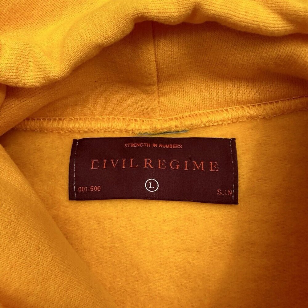 Civil Regime Hoodie Men Large Yellow Pullover Hooded Sweatshirt - Picture 6 of 10